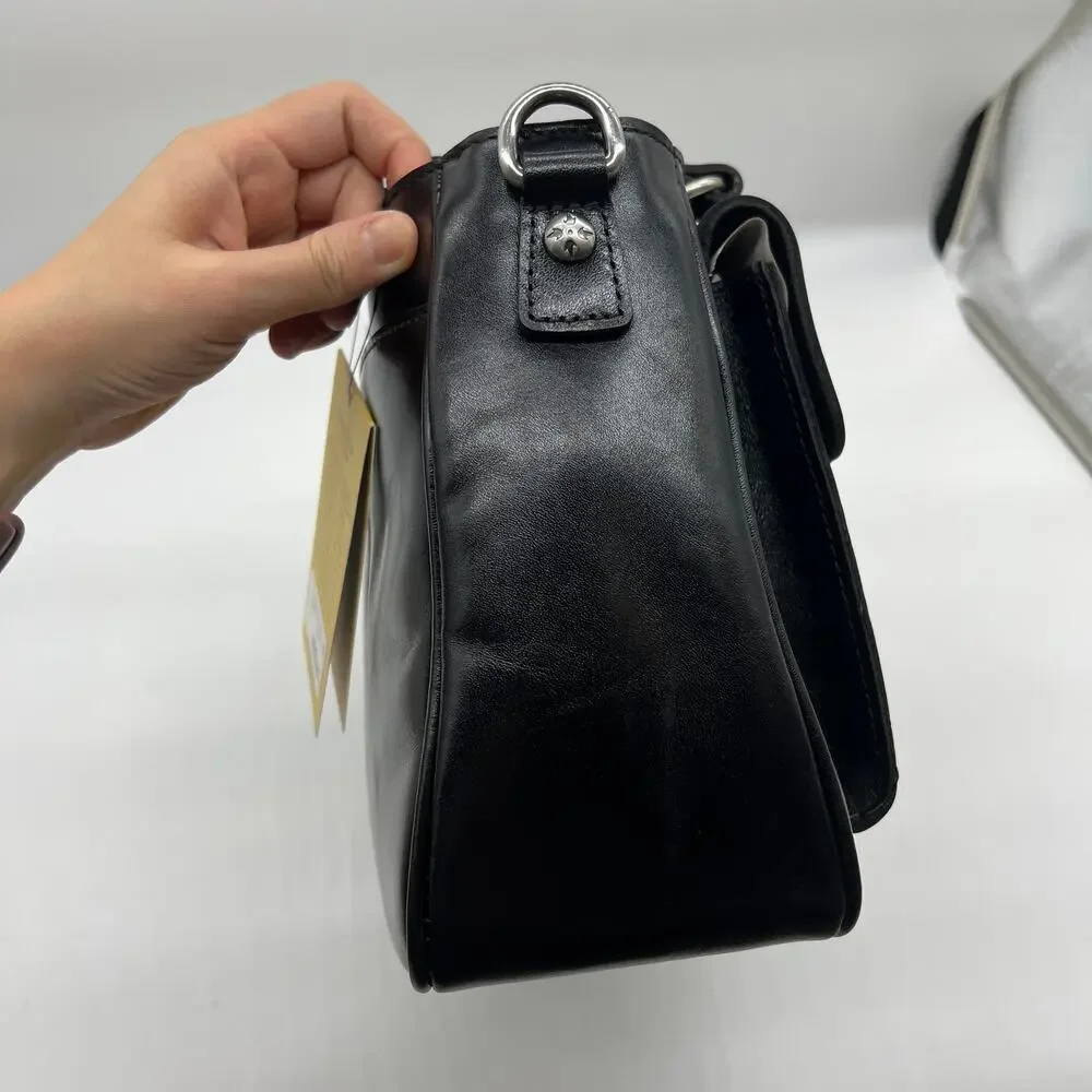 Patricia Nash Leather Rosetti Satchel Bags with Crossbody Strap Black